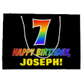 7e verjaardag: Vet, Vun, eenvoudig, regenboog 7 Groot Cadeauzakje (Achterkant)