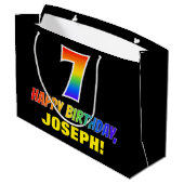 7e verjaardag: Vet, Vun, eenvoudig, regenboog 7 Groot Cadeauzakje (Achterkant Gekanteld)