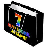 7e verjaardag: Vet, Vun, eenvoudig, regenboog 7 Groot Cadeauzakje (Voorkant Gekanteld)