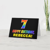 7e verjaardag: Vet, Vun, eenvoudig, regenboog 7 Kaart (Voorkant)