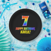 7e verjaardag: Vet, Vun, eenvoudig, regenboog 7 Papieren Bordje (Feest)