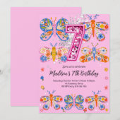 7e verjaardag vlinder kaart (Voorkant / Achterkant)