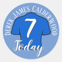 7e verjaardag voetbalbadge om te personaliseren