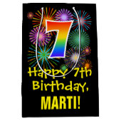 7e verjaardag: Vuurwapenpatroon met vuursteentje + Medium Cadeauzakje (Voorkant)