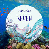 7e Verjaardag Waterverf Zeemeermin onder het Zee Kaart