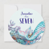 7e Verjaardag Waterverf Zeemeermin onder het Zee Kaart (Voorkant)