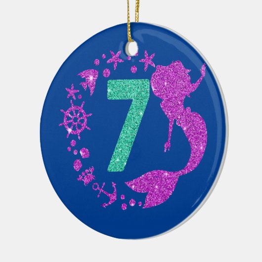 7e verjaardag Zeemeermeisje Zeven jaar oud 7 Keramisch Ornament (Links)