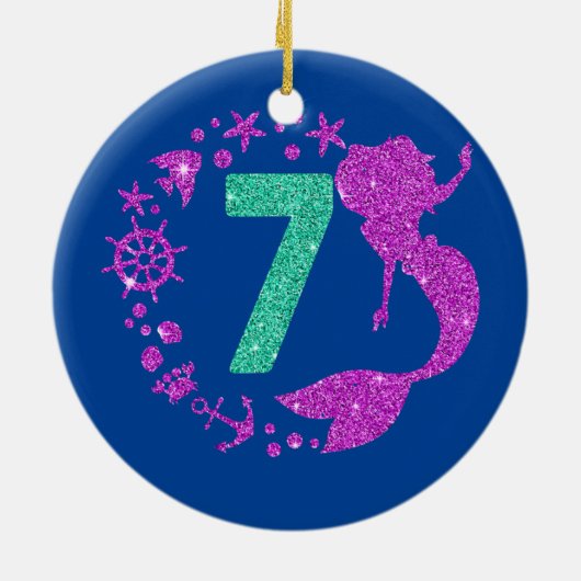 7e verjaardag Zeemeermeisje Zeven jaar oud 7 Keramisch Ornament (Achterkant)