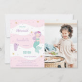 7e Verjaardag Zeemeermin Uitnodiging met Foto (Voorkant)