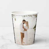 7e verjaardag zwarte onyx foto-ups papieren bekers (Achterkant)