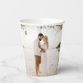 7e verjaardag zwarte onyx foto wit papieren bekers (Achterkant)