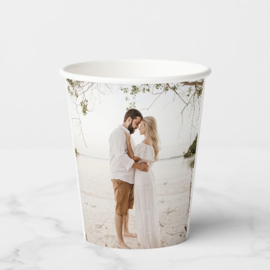 7e verjaardag zwarte onyx foto wit papieren bekers (Achterkant)