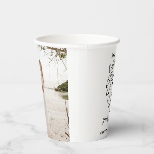 7e verjaardag zwarte onyx foto wit papieren bekers (Rechts)