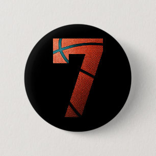 7e verjaardagsfeestje basketbal print nummer 7 T-s Ronde Button 5,7 Cm