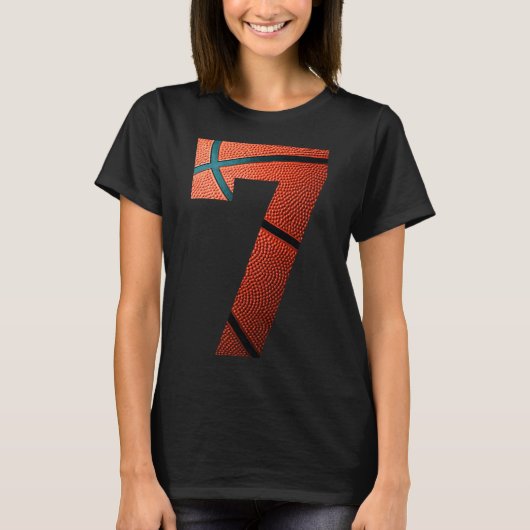 7e verjaardagsfeestje basketbal print nummer 7 T-s T-shirt (Voorkant)