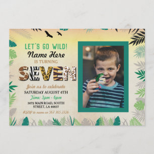 7e Wilde Zeven verjaardag Safari ZOO Foto Kaart