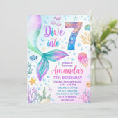 7e zeemeermin uitnodiging, Duik in zeven zeemeermi Kaart (Staand voorkant)