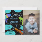 7e Zwart Groen Foto Water Pistool Uitnodigingen (Voorkant)