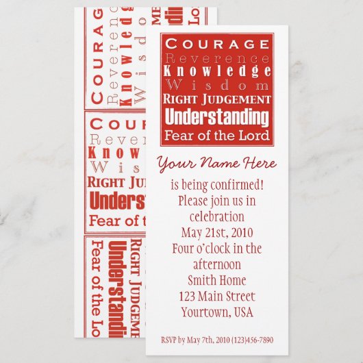 7Giften voor Uw Bevestiging Aankondiging Uitnodigi (Voorkant / Achterkant)