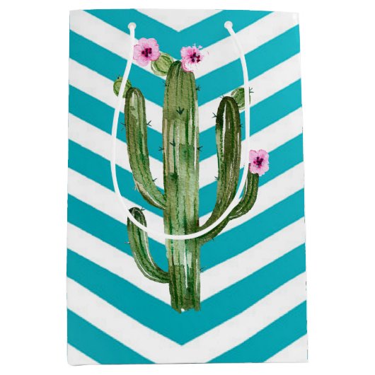 7lx4.5wx10h Medium Gift Bag Boho Cacti Cactus Succ Cadeauzakje (Voorkant)
