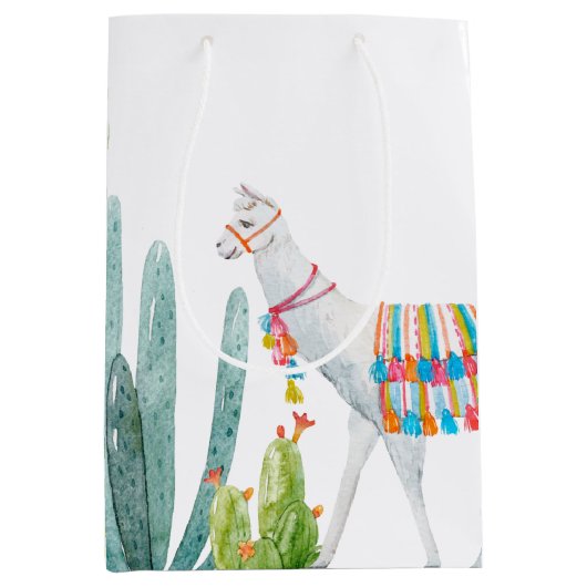 7lx4.5wx10h Medium Gift Bag Boho Llama Bohemian Ca Medium Cadeauzakje (Voorkant)