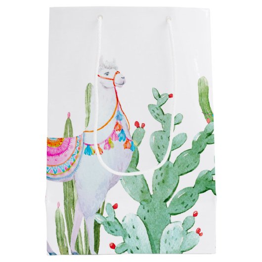 7lx4.5wx10h Medium Gift Bag Boho Llama Bohemian Ca Medium Cadeauzakje (Achterkant)