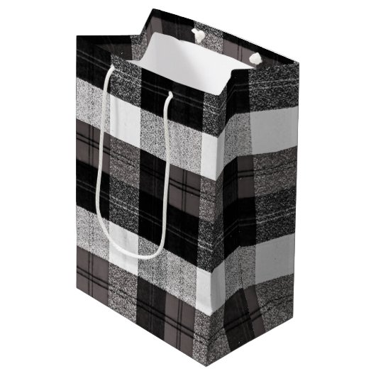 7lx4.5wx10h Medium Gift Bag XMAS Baffalo Plaid Medium Cadeauzakje (Voorkant Gekanteld)