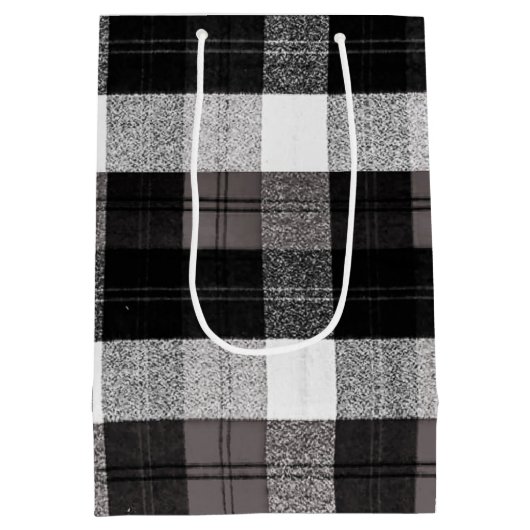 7lx4.5wx10h Medium Gift Bag XMAS Baffalo Plaid Medium Cadeauzakje (Achterkant)