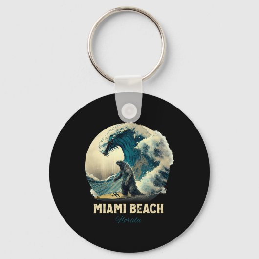 7miami Beach Florida Surfen Surfplank Sleutelhanger (Voorkant)