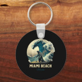 7miami Beach Florida Surfen Surfplank Sleutelhanger (Voorkant)
