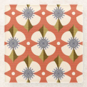 7os Buttercup bloem bruin Glazen Onderzetter (Voorkant)