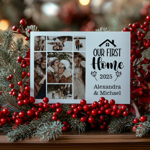 7Photo Minimalistische Kerst Onze Eerste Thuis Feestdagenkaart