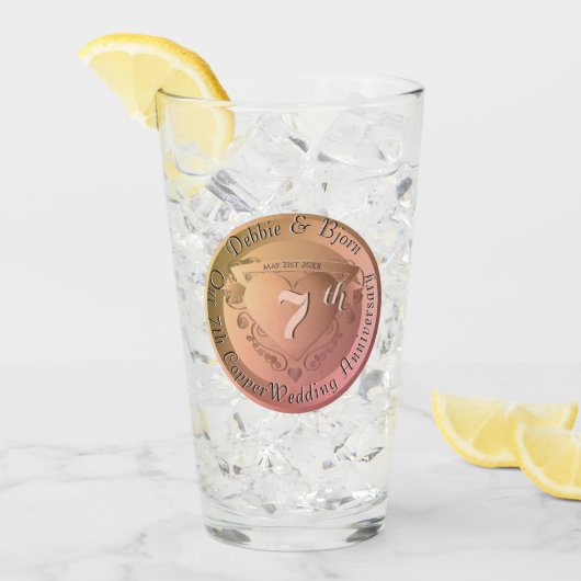 7th/22 Bruiloft Jubileum Glas (Voorkant ijs)