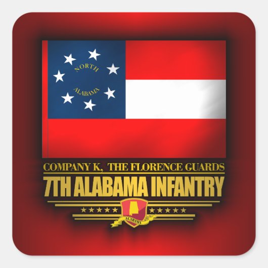 7th Alabama Infantry Vierkante Sticker (Voorkant)