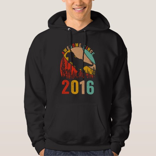 7th Bday Dinosaur T Rex Boys Retro Awesome Since 2 Hoodie (Voorkant)