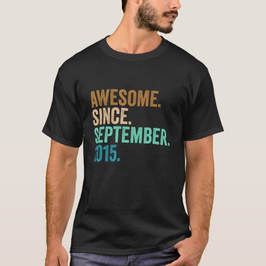 7th Birthday 7 Years Old Awesome Since September T-shirt (Voorkant)