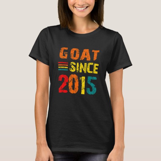 7th Birthday 7 Years Old Goat Since 2015 T-shirt (Voorkant)