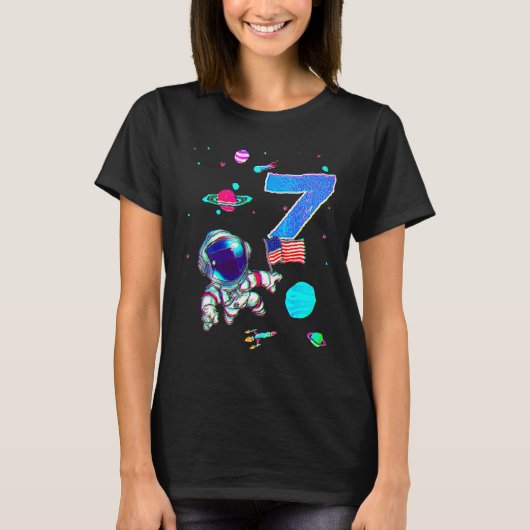 7th Birthday Astronaut Birthday Boy 7 Years Old T-shirt (Voorkant)
