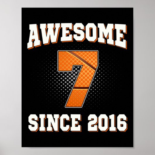 7th Birthday Basketbal 7 jaar oud Geweldige sinds Poster (Voorkant)