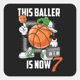 7th Birthday Basketball Player 7 Years Old Vierkante Sticker