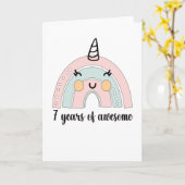 7th Birthday Boho Rainbow 7 Years Old Unicorn Kaart (Gele Bloem)