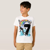 7th Birthday Boy als Orca Whale minnaar T-shirt (Voorkant volledig)