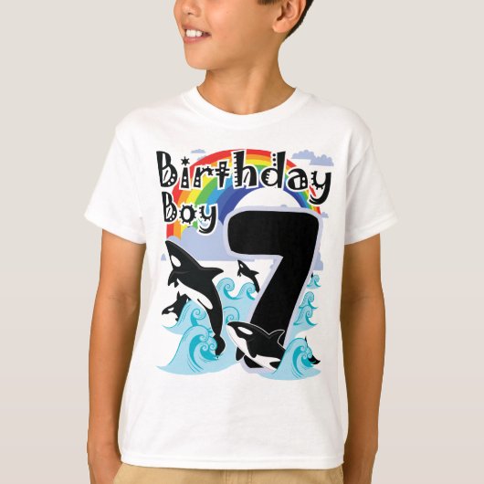 7th Birthday Boy as Orca Whale lover T-Shirt (Voorkant)