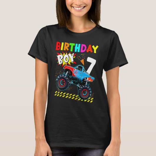 7th Birthday Boy Blaze 7 Year Old Monster Truck Bd T-shirt (Voorkant)