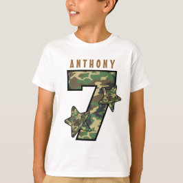 7th Birthday Boy Camo en Stars Custom Name V01G T-shirt