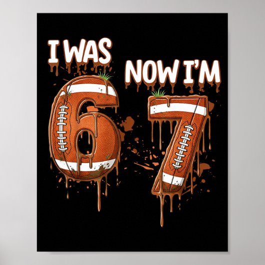 7th Birthday Boy I Was 6 Now I'm 7 Football Ice Cr Poster (Voorkant)