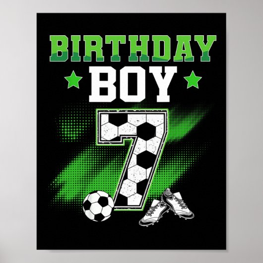 7th Birthday Boy Soccer 7 Year Old Sport 7yr Boys  Poster (Voorkant)