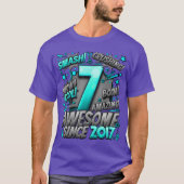 7th Birthday Comic Style Awesome since 2017 7 Year T-shirt (Voorkant)