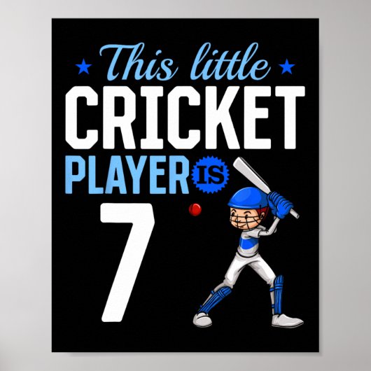 7th Birthday Cricket Player  Poster (Voorkant)