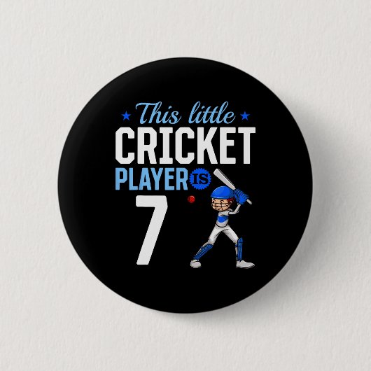 7th Birthday Cricket Player Ronde Button 5,7 Cm (Voorkant)